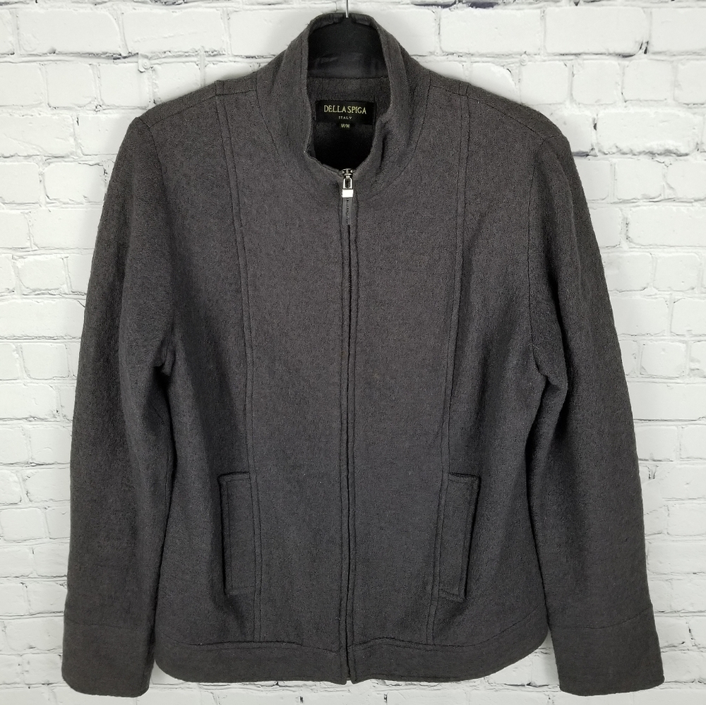 DELLA SPIGA | wool blend full zip mock neck jacket